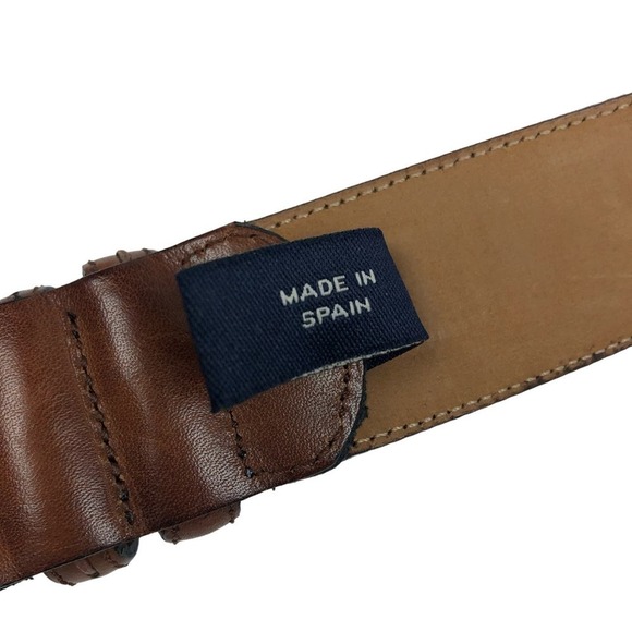 MEZLAN Parma Dama' Woven Leather Belt Brown 40 Men's - Picture 7 of 9